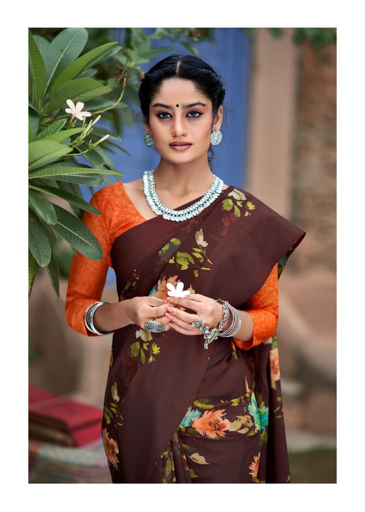Lt Chitralekha Fancy Ethnic Wear Printed Georgette Designer Saree Collection